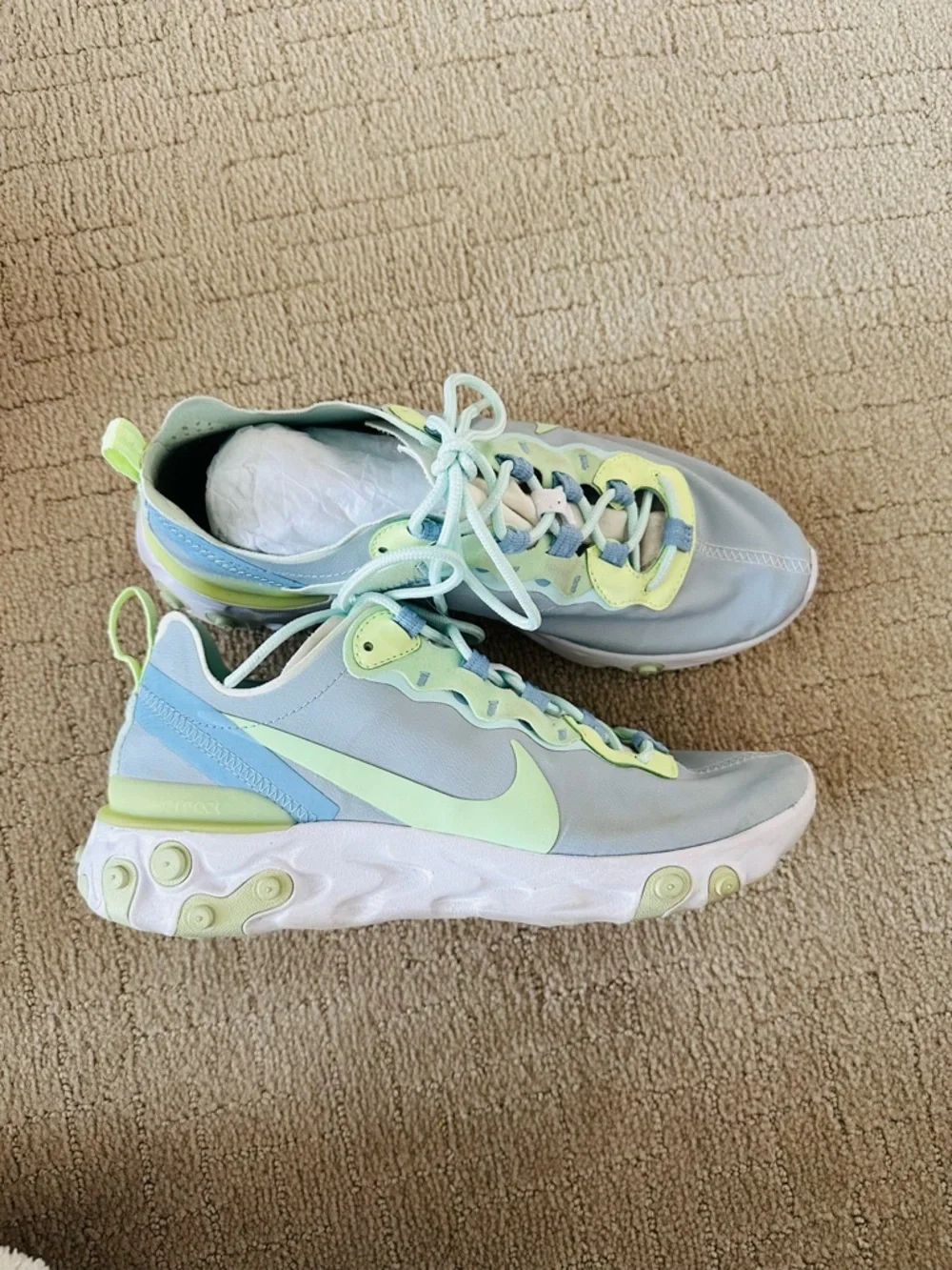 Nike React Element 55 Sneakers - Light Blue & Lime - Picture 4 of 4